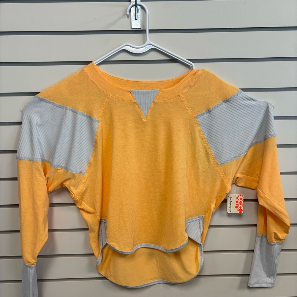 FP Movement by Free People Orange and Gray Patchwork Top
